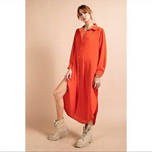 Easel red button down